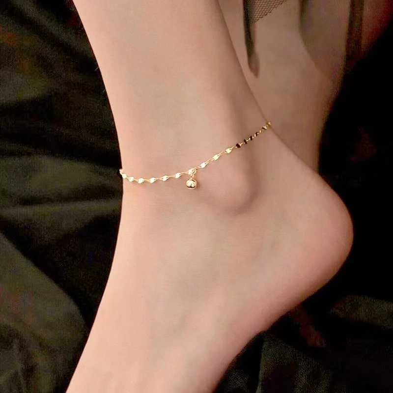 Lucky Beads Anklet For Women New Trendy Simple Flash Ankle Chain Spring Summer Jewelry Gift Z250408