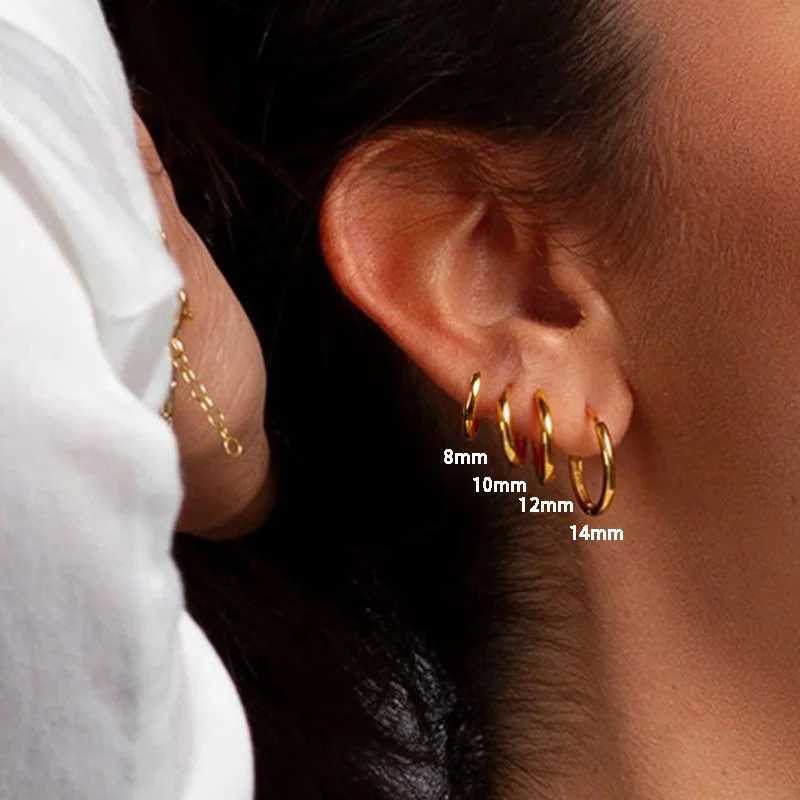 4Pairs Stainless Steel Solid Round Rings Huggies Earrings Set for Women Men Stackable Gold Plated Tiny Ear Cartilage Hoops Z250408
