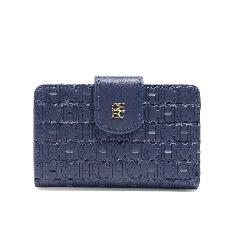 CH Pure Colour Letter Printed Style Card Premium Simple Design Fashion Women's Short Wallet