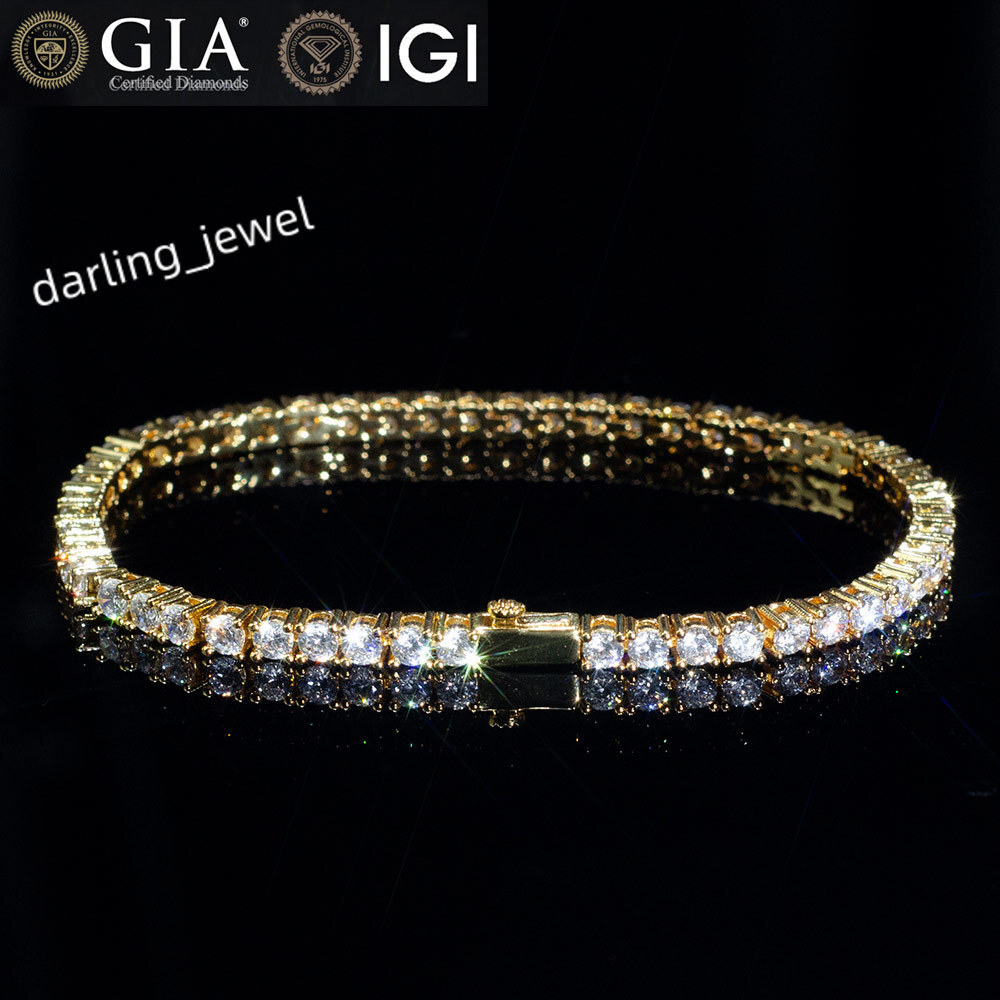 CReal Cvd Lab Grown Diamond Tennis Bracelet Necklace Chain 10K 14K White Gold 3mm 4mm 5mm Igi Gia Certificate for Women