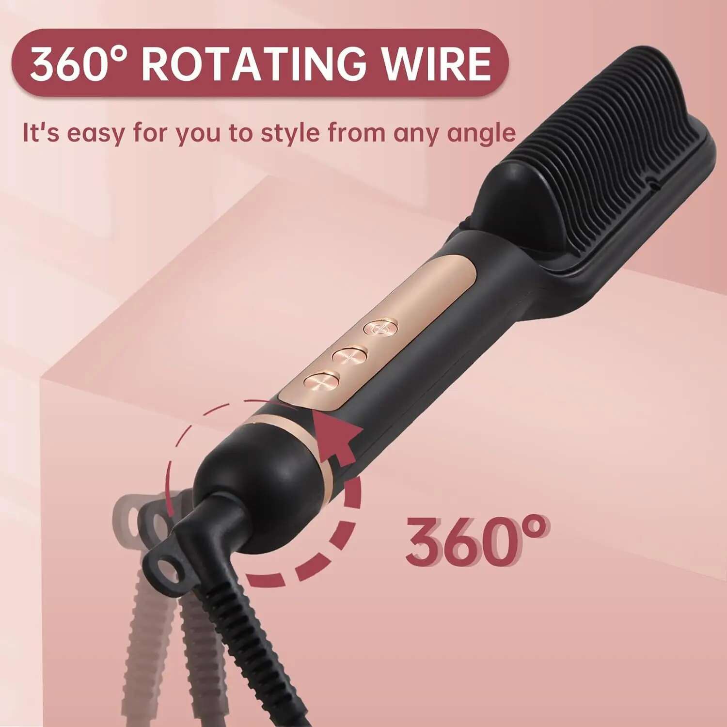 Ap02 Negative Ionic Brush, Fast Heating, Anti-Scald & Auto-Shut Off Hair Brush Straightener For Women