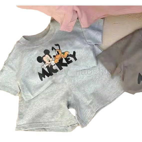 Disney 2024 summer baby short sleeved shorts set Korean casual set short sleeved cartoon printed casual two-piece set trendyXJ250409