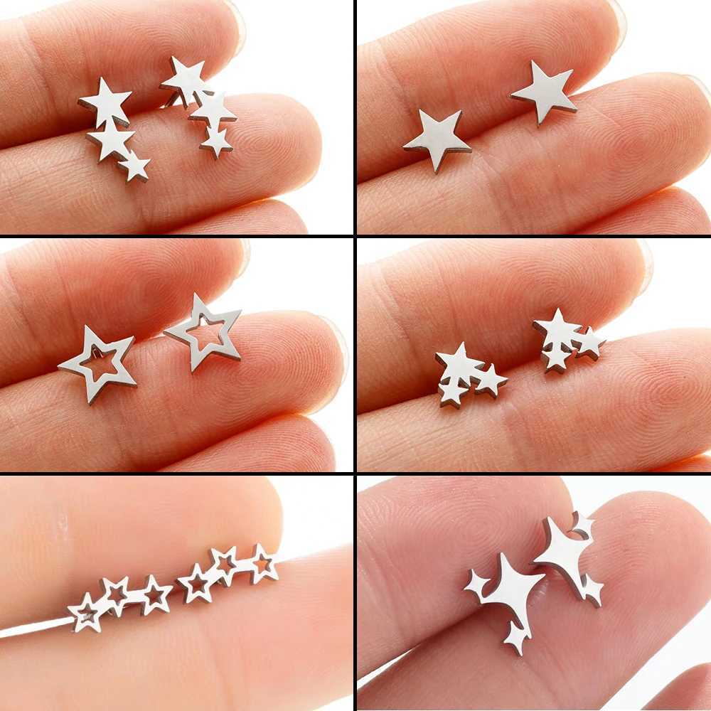 Fashion Stainless Steel Earrings Small Cute Triple Star Stud Earrings Punk Piercing Earing Womens Starry Minimalist Jewelry Z250408