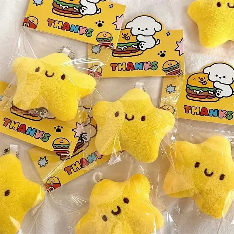 Cute star plush toy keychain girl fluffy soft cute backpack bag pendant practical mini yellow keychain charm keychain giftXJ250409