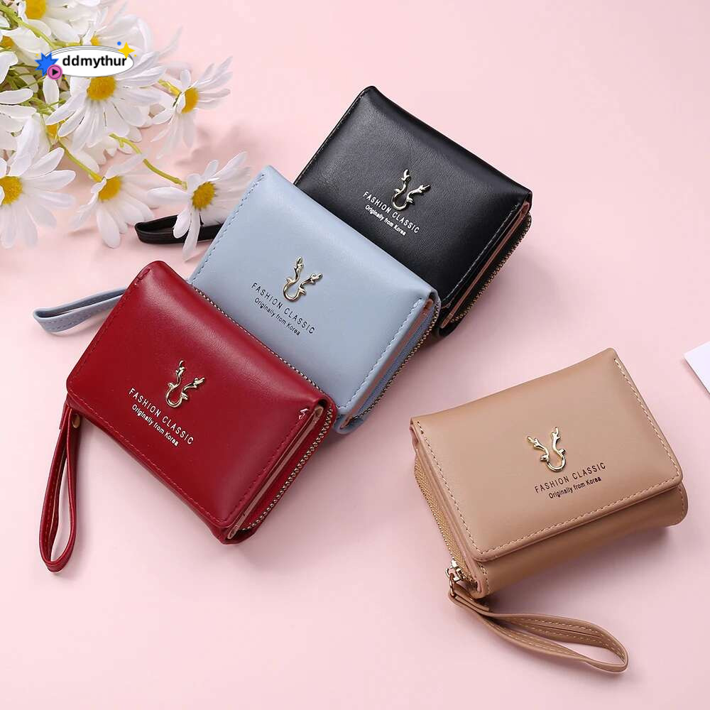 Women's Small Wallet Female Card Holder Short Wallets with Coin Purse for Woman Ladies PU Leather Hasp Mini Clutch ddmythur
