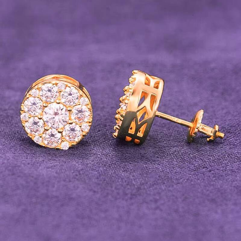Hip Hop Fine Jewelry Pass Diamond Tester 925 Sterling Silver Iced Out 10MM VVS Moissanite Cluster Stud Earrings for Women Men