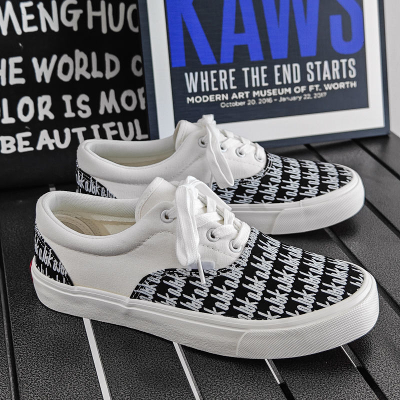 2025 Spring Breathable Canvas Shoes Korean Edition Versatile Harajuku Color blocked New Trendy Low cut Board Shoes