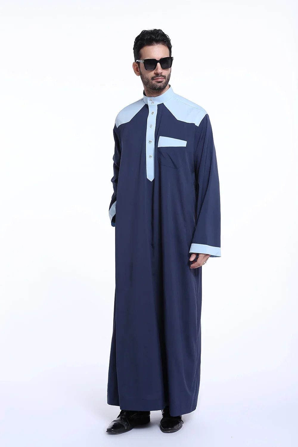 Saudi Arabia mens Jubba Thobe Muslim long sleeved robe Thoub Eid al Fitr Dishdasha traditional clothing Islamic prayer Abaya dress 250409