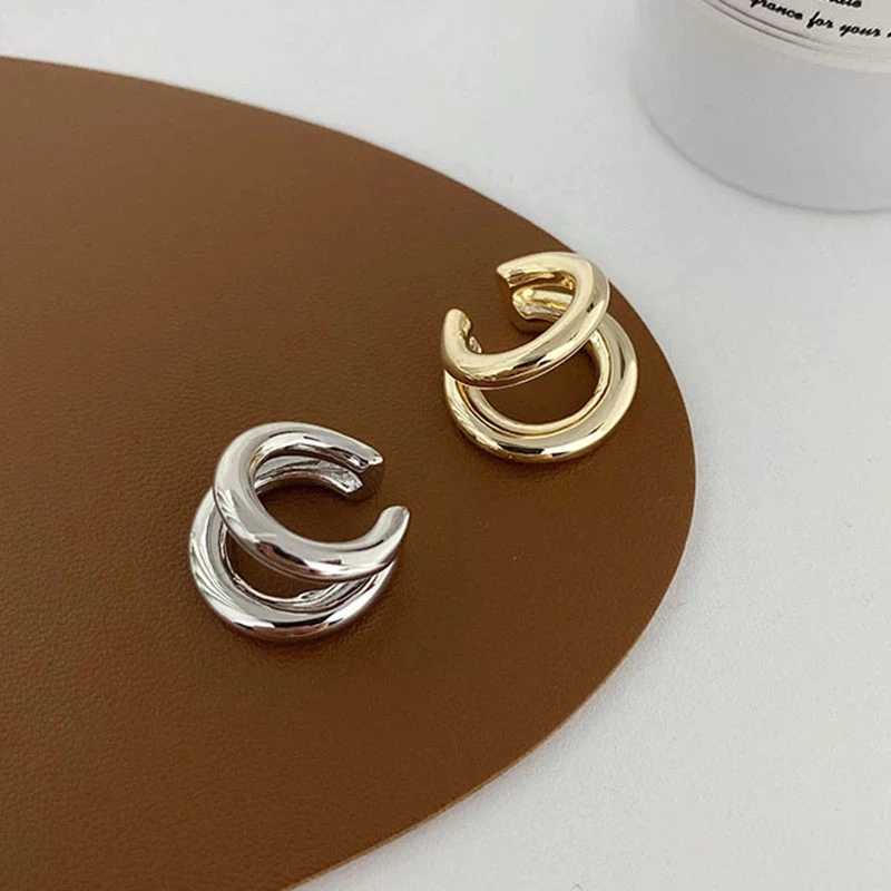 Fake Piercing Earcuff Double Circle Ear Cuff Faux Earrings for Women Man Hiphop Vintage Cuffs Earclips Accessories Korean Fashio Z250408