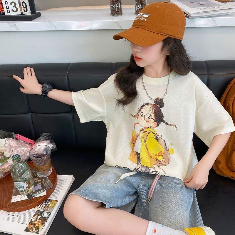 Ddmyshoesvip Cotton Children S Clothing T Shirts Short Sleeves Middle Aged Children Girls Tops Summer Fashion