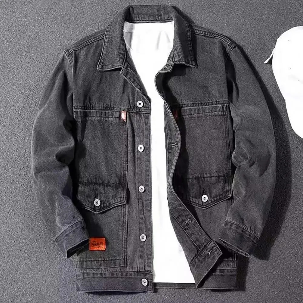 Mens autumn jacket fashionable long sleeved hiphop mens denim dating spring 250409