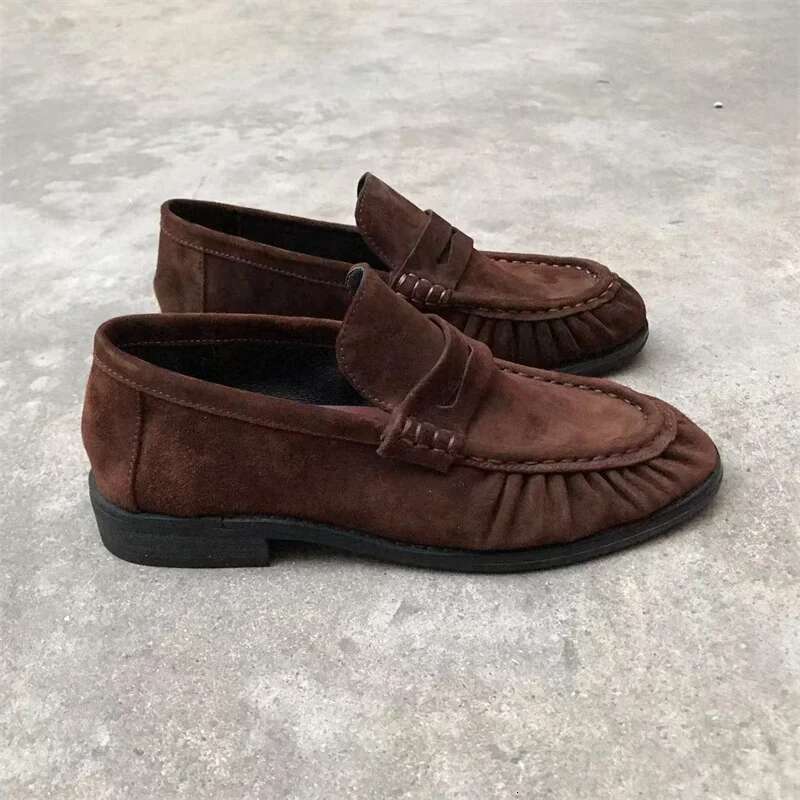 New French retro flat shoes made of pure handmade calf leather, Le Fu women's rubber sole, one-step comfortable and casual singl