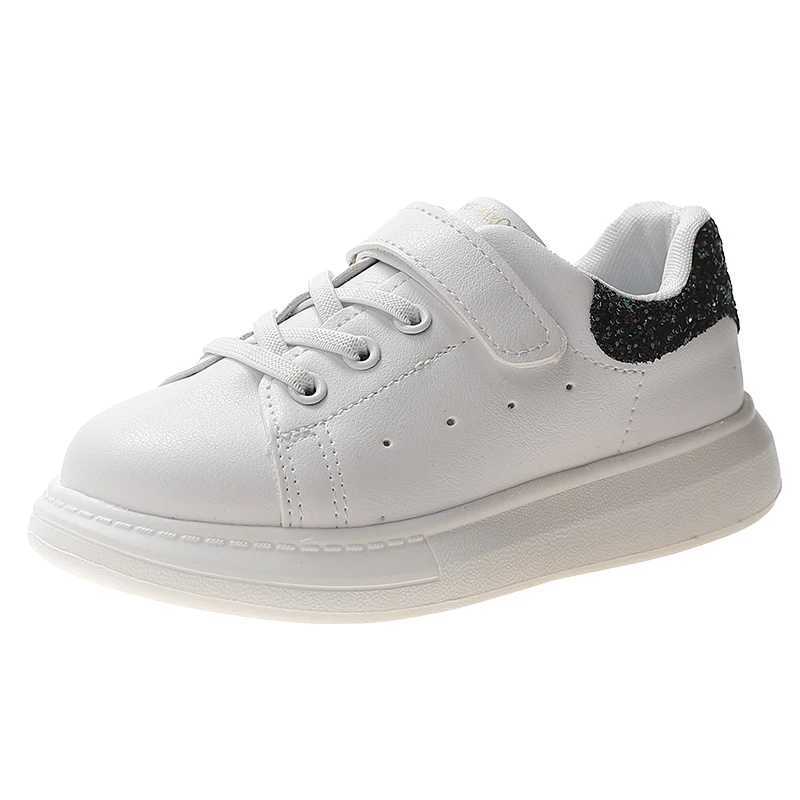 Childrens tennis shoes white leather childrens sports shoes girls fashionable spring and autumn waist boys school walking shoes version X250409
