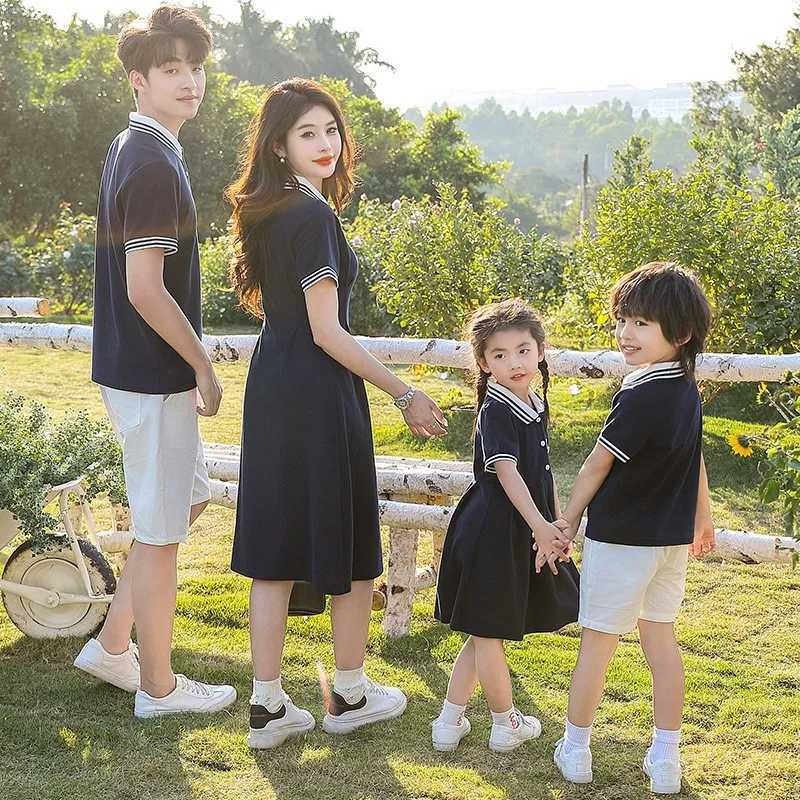 Family Matching Set Polo Shirt Womens Shirt Dress Couple Set Dress T-shirt Summer Mothers Day Shorts Gift S2548