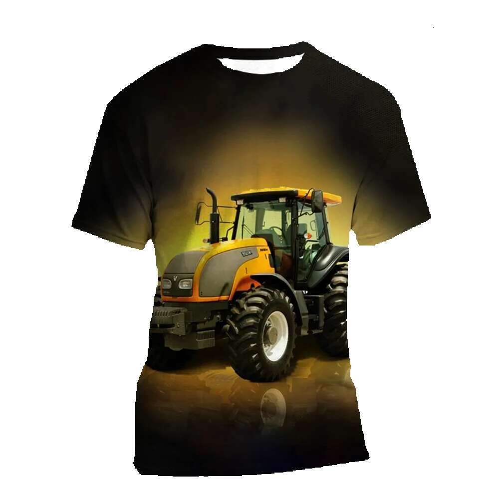 3D printed new tractor fashionable children's cool street clothing, hip-hop T-shirt, men's and women's funny short sleeved summer top