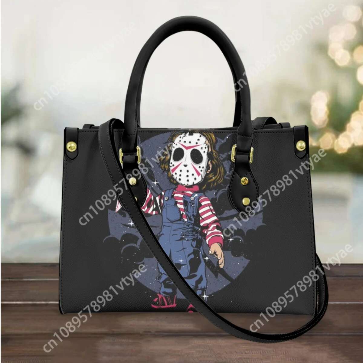Horror Friends Vintage PU Leather Long Shoulder Strap Messenger Bag High Quality Top Handle Commuter Tote Girls Travel Clutch