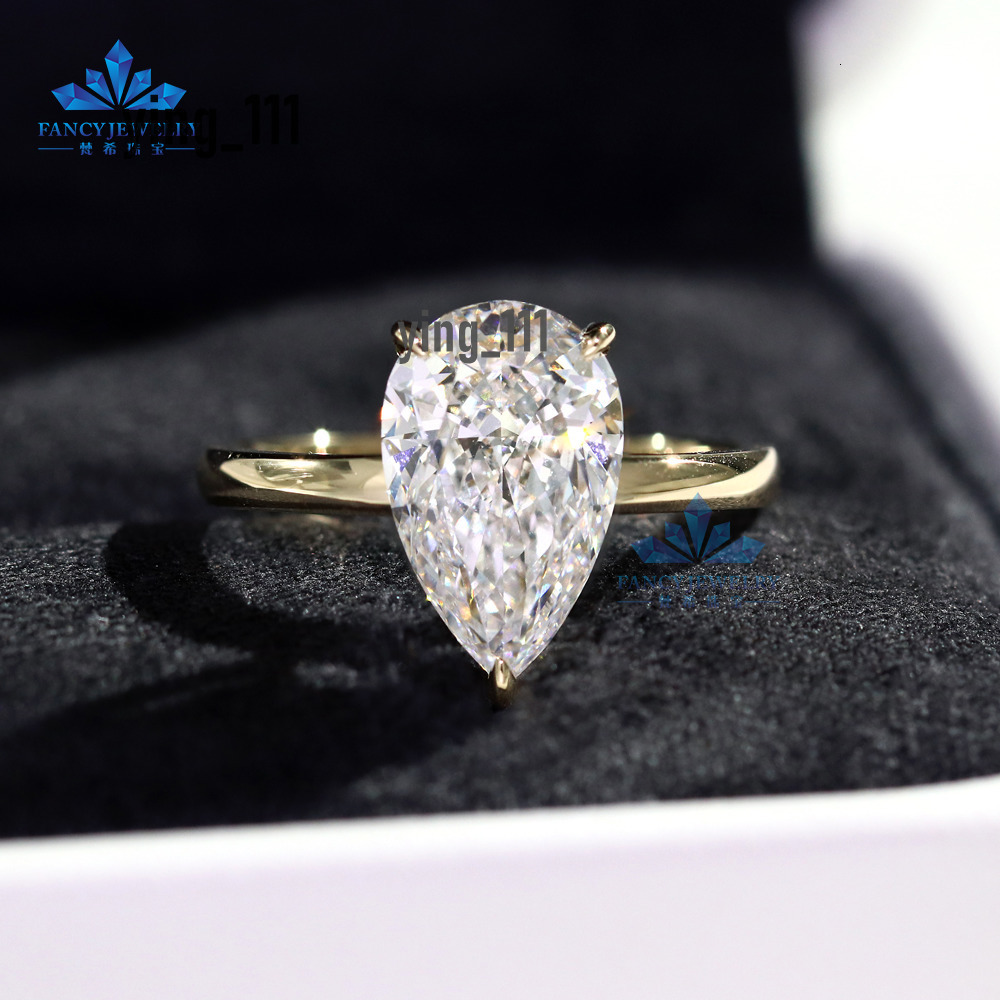 Womens Custom High Quality 14K 18K Gold Engagement Wedding Ring 1CT-3CT Pear Cut Lab Grown Diamond VS1 VVS1 Certified GIA IGI