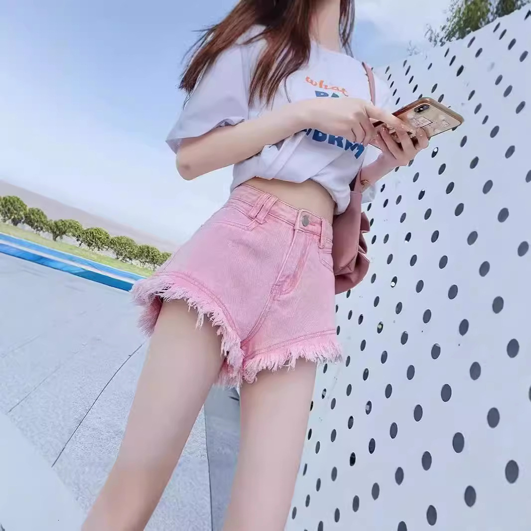 2025S Women s Designer Shorts Summer Striped Denim Shorts High Waist Grinding Edge Tight Hot Pants Large Size Thin Jeans Fashion Beach Pants