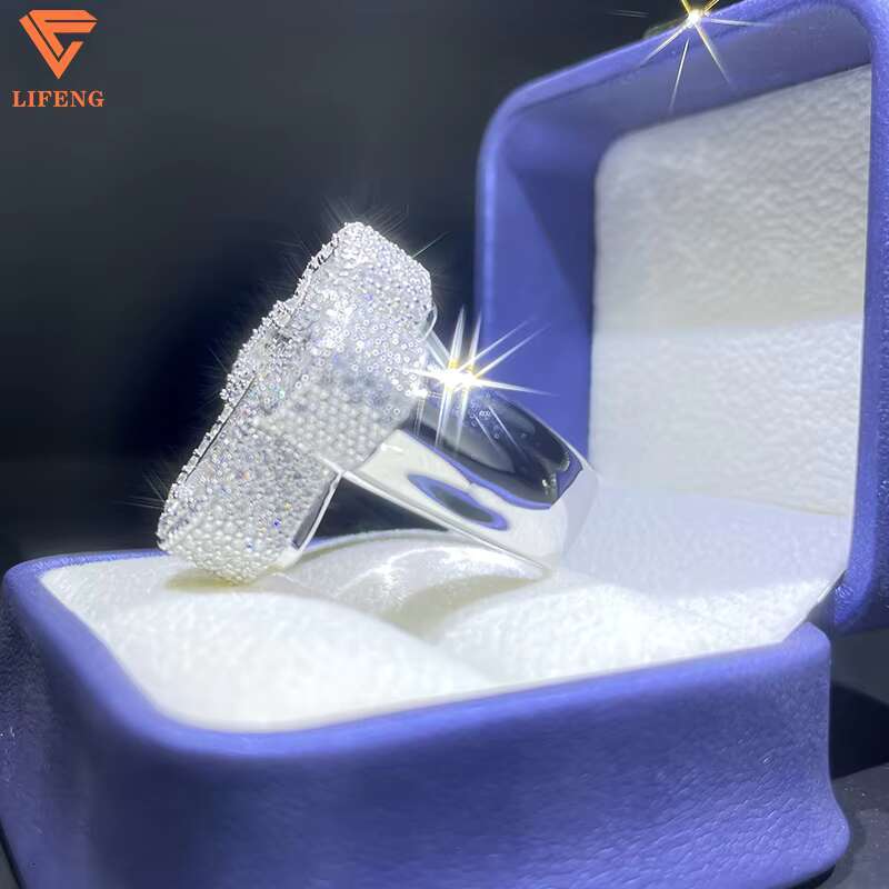 Lifeng Jewelry Classic Jesus Cross Ring Ice Hiphop Sterling Silver VVS Moissanite Cross Ring for Men