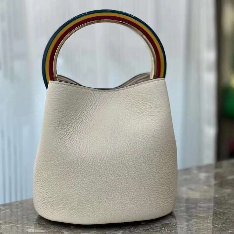 Fashion Large Capacity Leather Bucket For Women Design High Quality Cowhide Handbags High-End Elegant Lady Dinner Bag