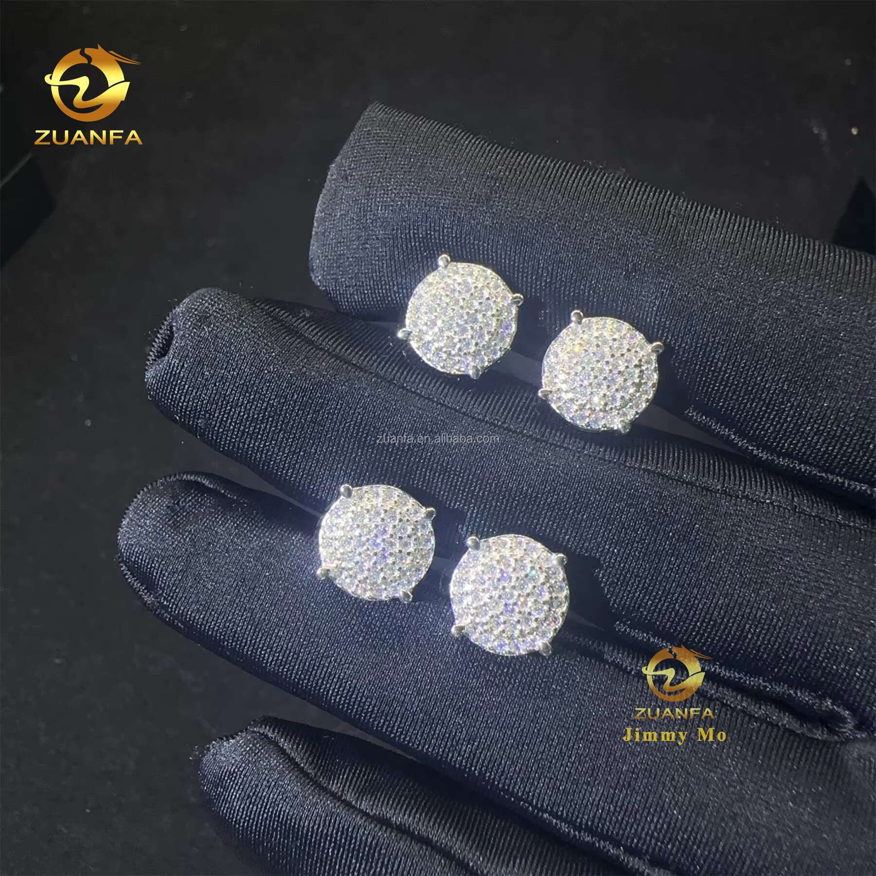 New Arrivals Lowest Price Retail Price Iced Out 925 Sterling Silver VVS1 Moissanite Diamond Hip Hop Stud Earrings Man With GRA
