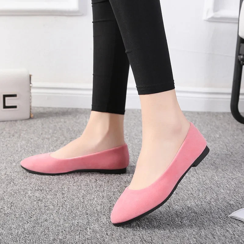 Plus Size 35-43 Women Flats Slip on Flat Shoes Candy Color Woman Boat Shoes Black Loafers Faux Suede Ladies Ballet Flats539 250402