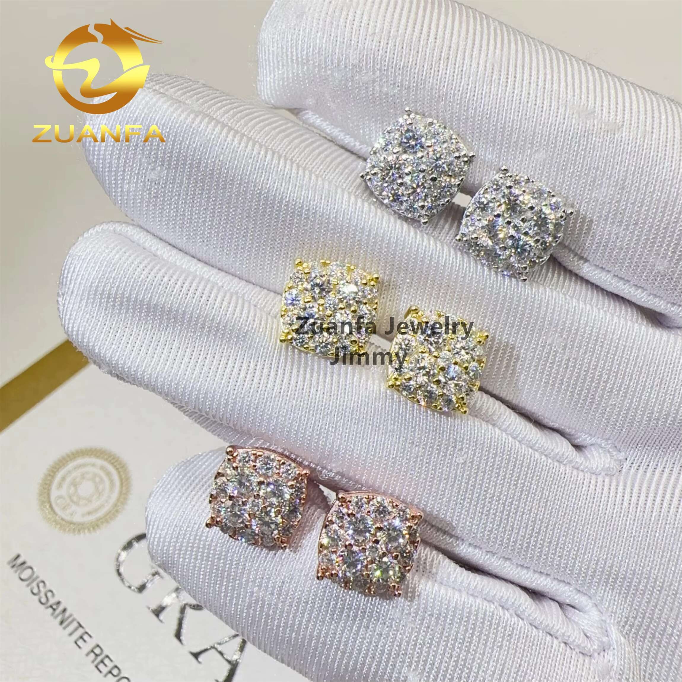 Fashion Earrings Jewelry Pass Diamond Tester Iced Out 925 Silver Flawless Moissanite Diamond Hip Hop Stud Earrings Man