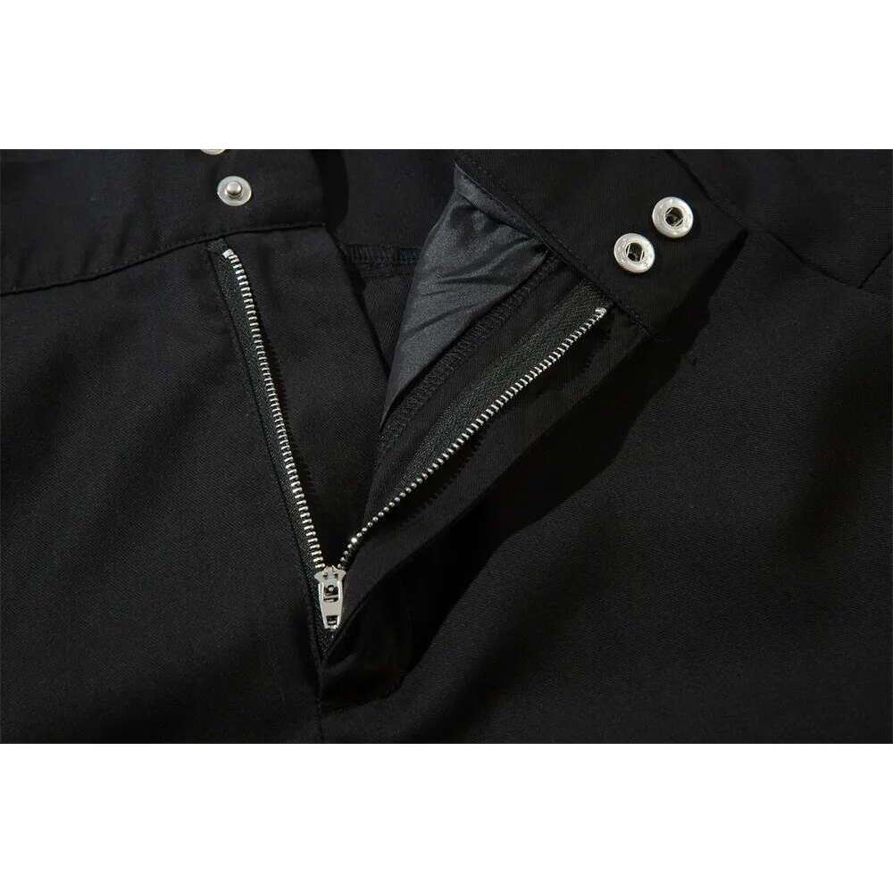 Pleated Solid Color Suit Mens Spliced Autumn High Street Loose Wide Leg Pants Zipper Fly Trousers Men