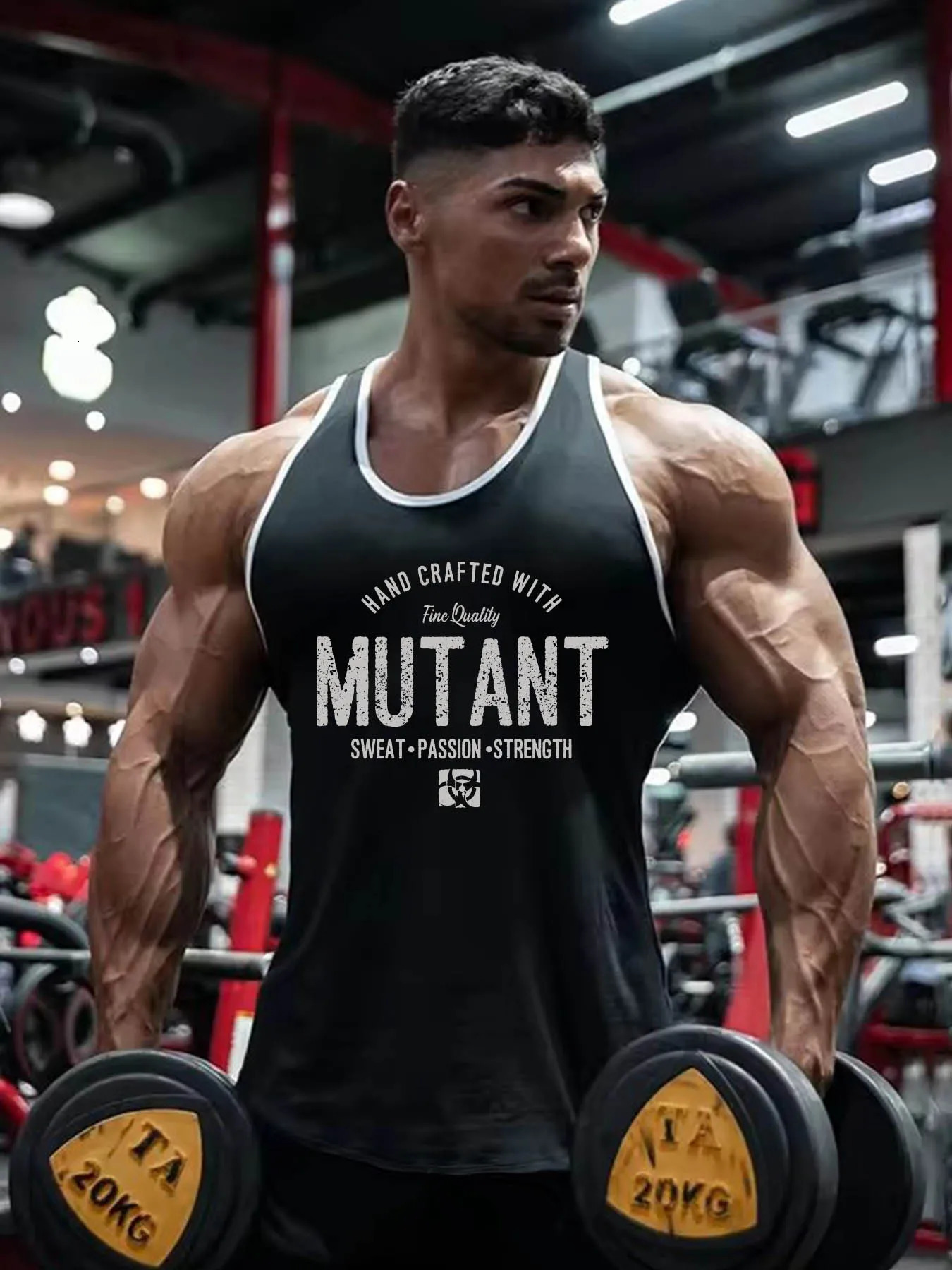 Summer fitness vest suitable for mens quick drying breathable and stretchable sleeveless Tshirt fashionable sweetheart 250409