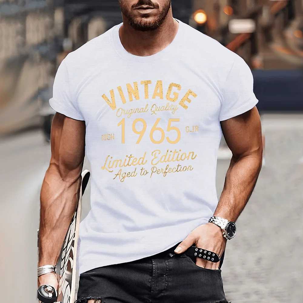 Retro 1965 printed mens T-shirt plus size loose mens short sleeved top casual crew collar T-shirt new summer mens clothingXJ250409
