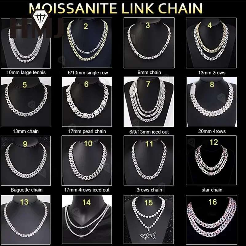 Factory Sale 2.5-6.5mm Moissanite Bracelet For Women Sterling Silver Gold Mans Moissanite Tennis Chain Custom Hippop
