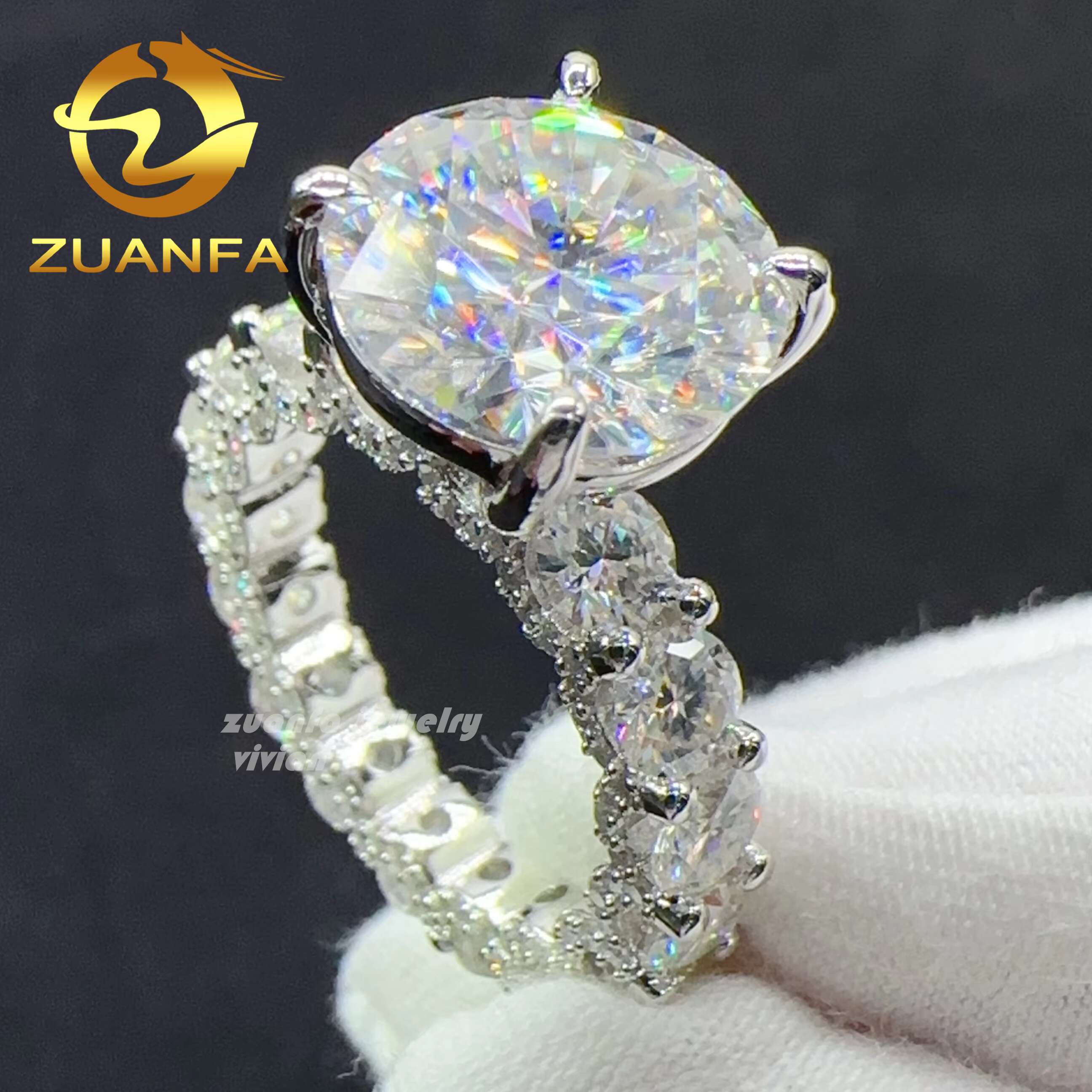 Custom Wedding Ring Silver d Color Vvs Moissanite Iced Out Diamond Hip Hop Jewelry Rings Women Engagement
