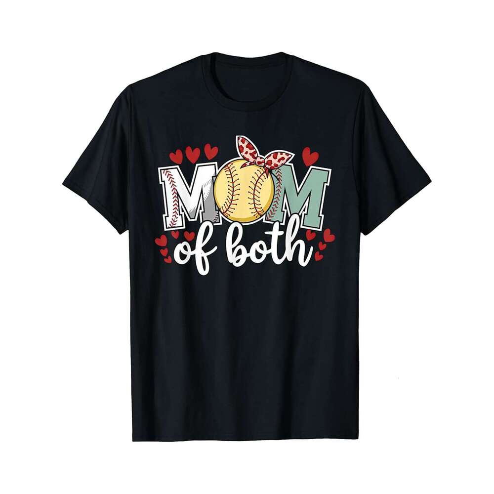 Designer T shirt Mom Of Both Leopard Game Day Baseball Softball Mothers Day 220g Tshits