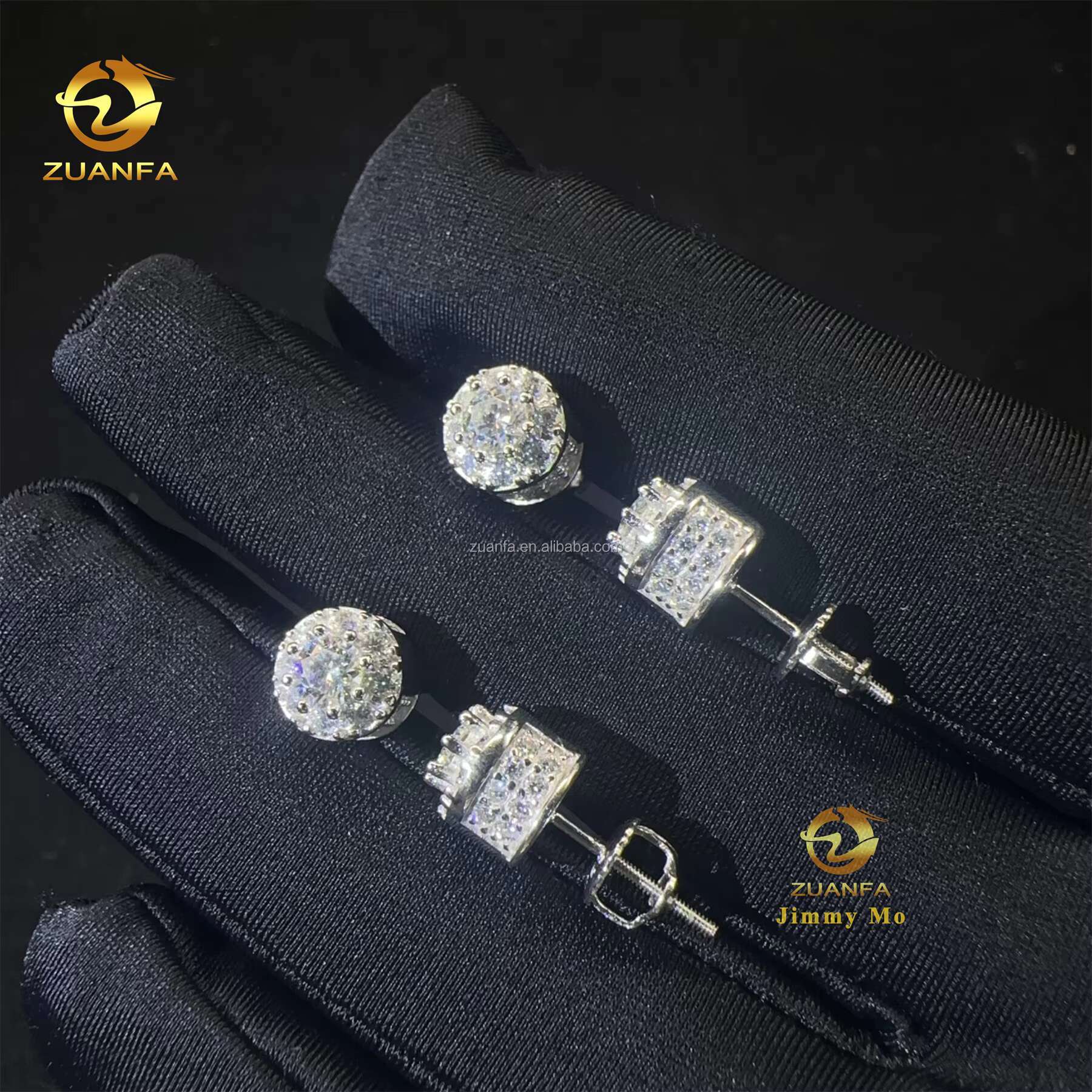 Fashion Earring Jewelry Men Iced Out Hip Hop Sterling Silver 925 Screw Back Setting Moissanite Diamond Stud Earrings Men