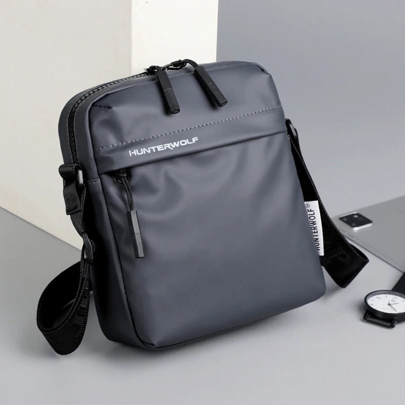 Simple casual mini cross body bag mens small shoulder PU leather messenger phone side sling 250408