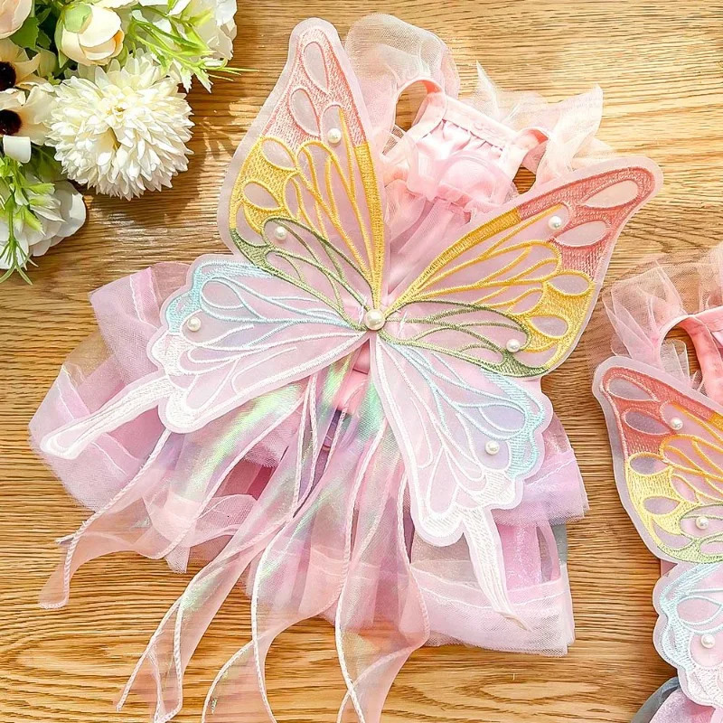 Pet Dog Princess Dress Cute Butterfly Wings Lace Dress Pet Wedding Dress Role Playing Clothing Pet Clothing 250409