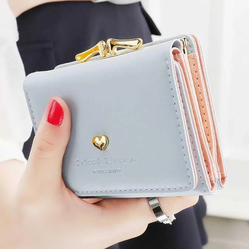Mini Womens Wallet Likes Short Heart Card Clip Girl Fashion Coin Clutch Bag 250408