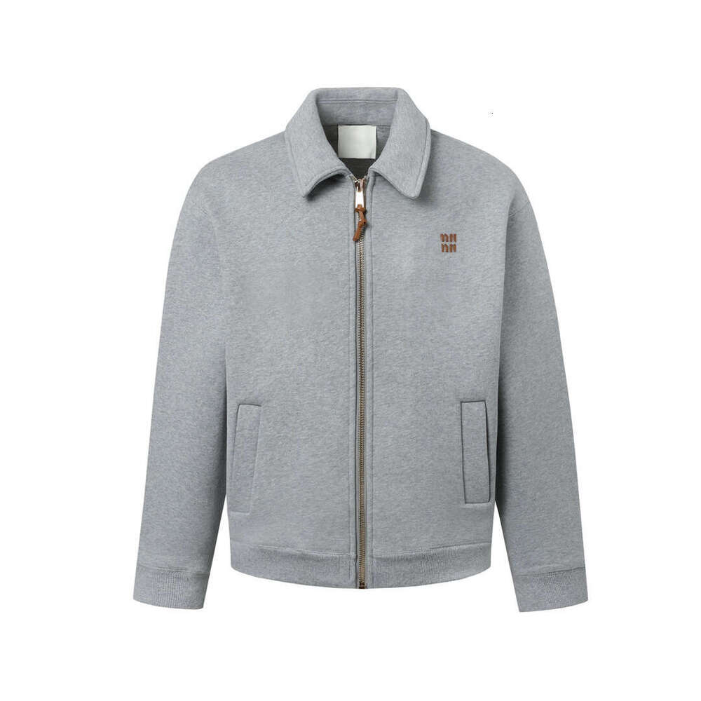 Designer clothing Designer clothing High version MIU Miao Family 24Fw letter embroidery air layer zipper jacket jacket, fried chicken thick