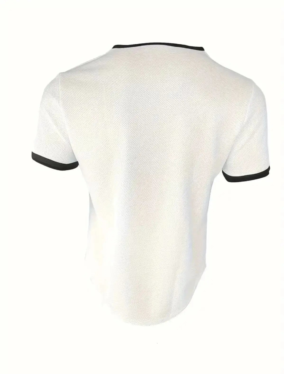 Mens T-shirt V-neck waffle solid color short sleeved loose top mens solid color patch work casual ultra-thin T-shirt 250402