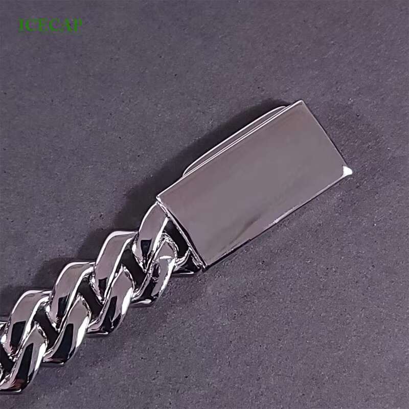 14mm 2 Rows High Quality D Color Moissanite Bracelets Pass Diamond Tester 925 Silver Hip-hop Style Cuban Bracelet