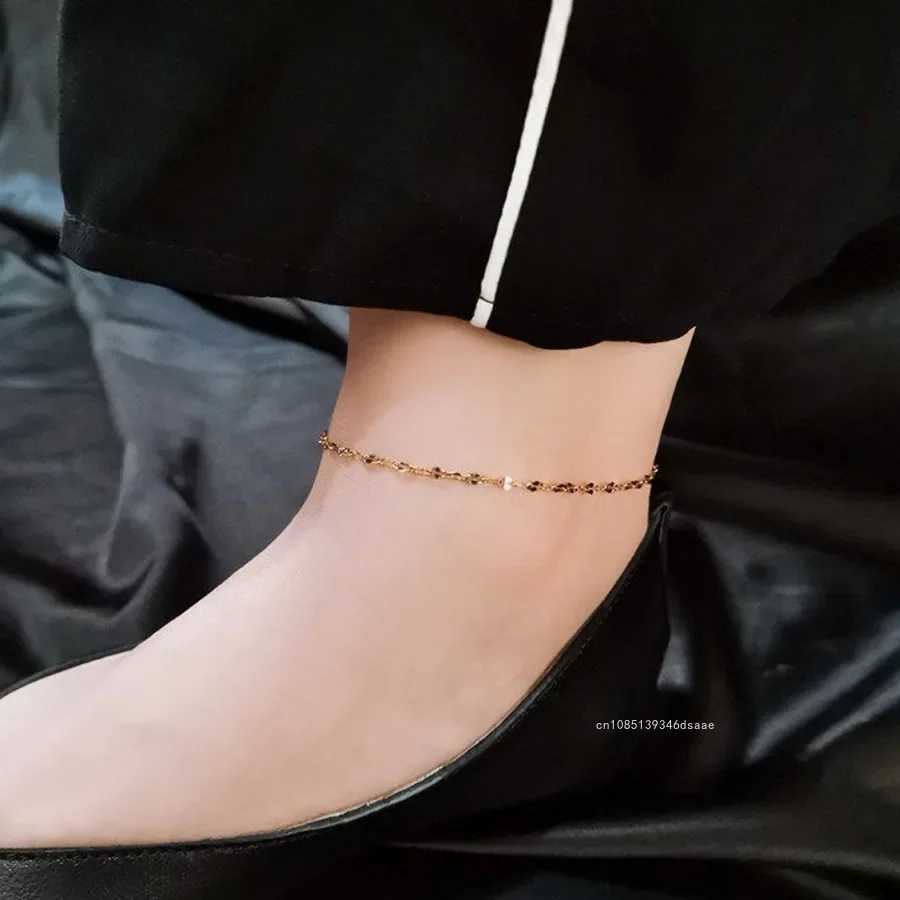 Stainless Steel Anklets Women Metal Gold Color Charm Anklets Beach Barefoot Sandal Foot Jewelry Waterproof Accessories Femme Z250408