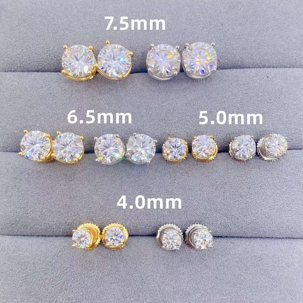 Hot Sale Mens Earring Ear Stud Mini Gold Plated Screw Back Vvs Mens Moissanite Earrings
