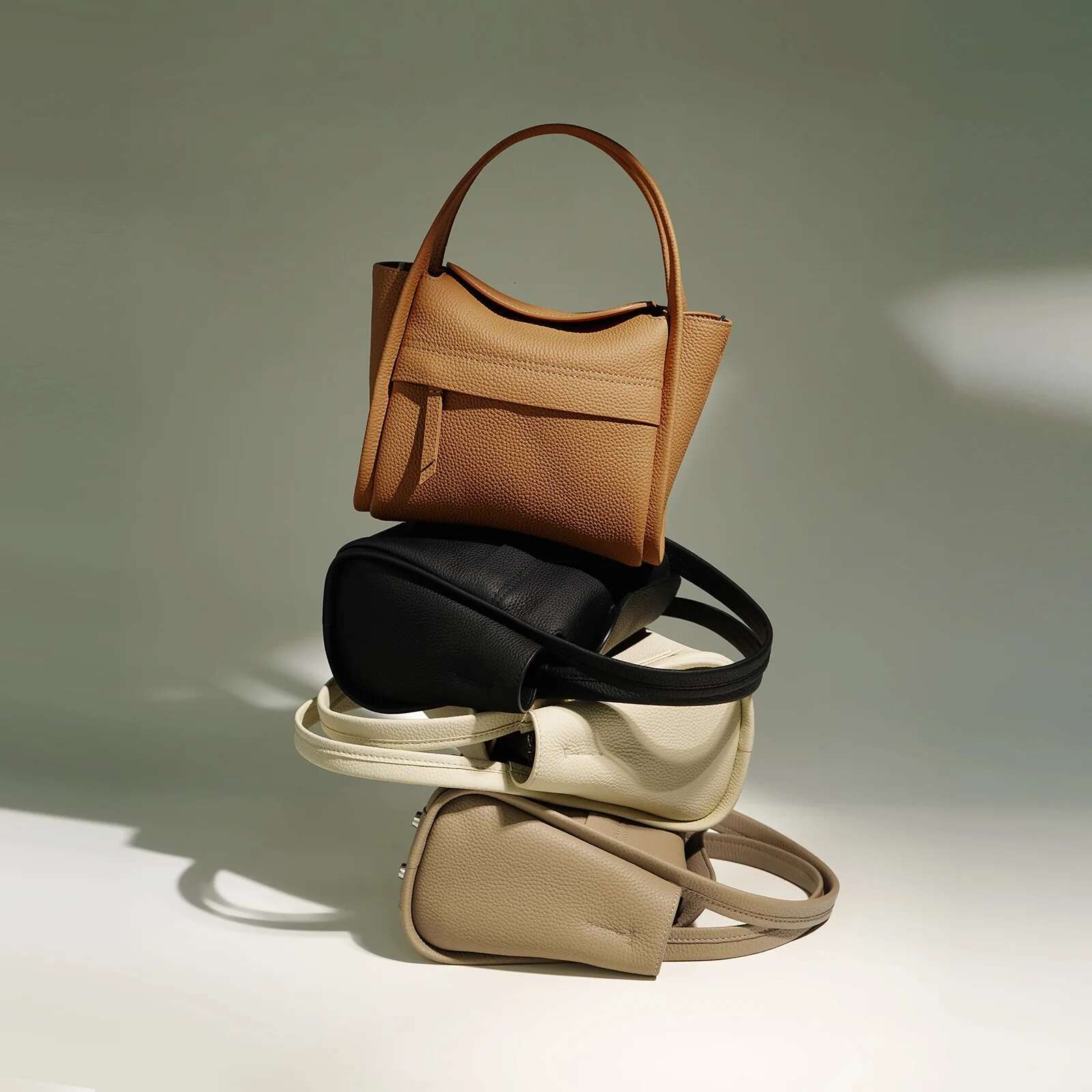 Cute Shoe-Shaped Gold Ingot Real Leather Handbag Lichee Pattern Soft Women Shoulder Bag Fashion