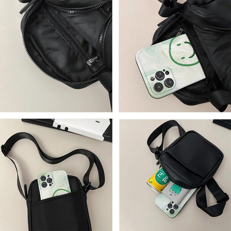 Mini mens shoulder bag fashionable and portable small cross body soft PU leather messenger casual phone 250408