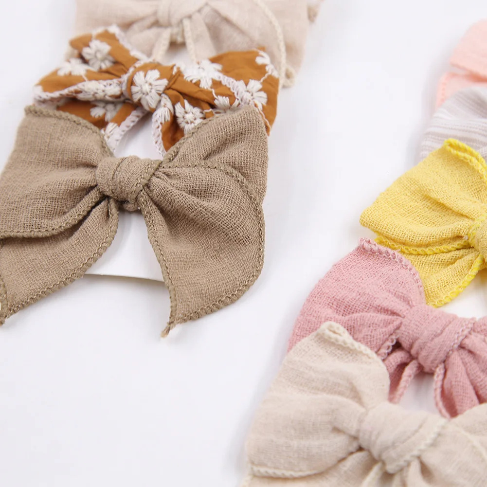 5 pieces/set of cotton butterfly bow hair clips suitable for girls hair accessories childrens butterfly bow hair clips floral printed butterfly bows 2