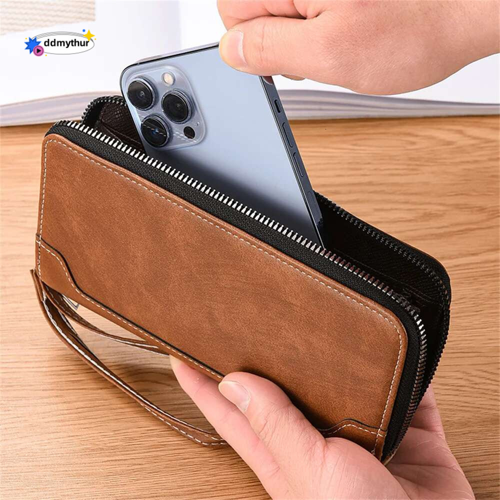 Fashionable New Men's Long Wallet Pu Leather Phone Bag Multi Card Business Clutch Bags Casual Male Zipper Coin Purses ddmythur