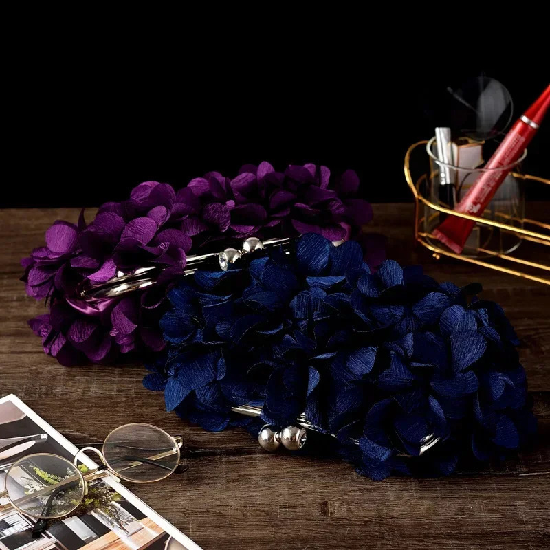 Wedding Dress Bag 8 Colors White Bride Clutches Ladies Blue Party Handbag Woman Purple Evening Flower Bags Floral Wedding Clutch 250407