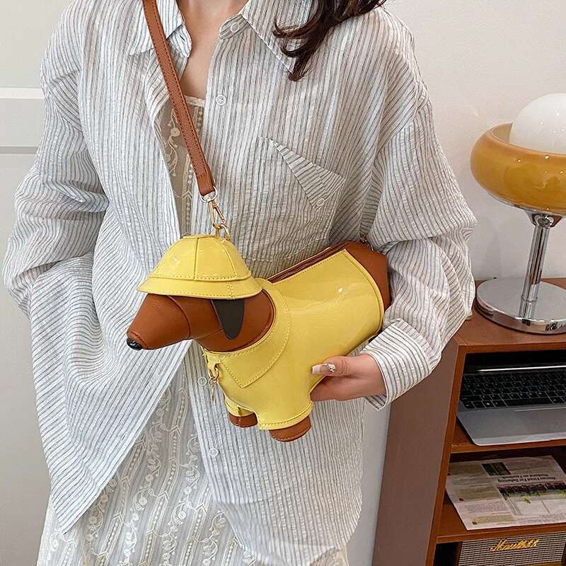 Cute Puppy Design PU Leather For Dog Shape Crossbody Bag Women Small Tote Bag