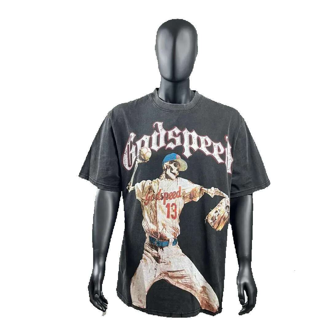 Godspeed Summer new fashion Mens Designer T Shirt quality Skull style print short-sleeved men short T-shirt Men Hip Hop Rock