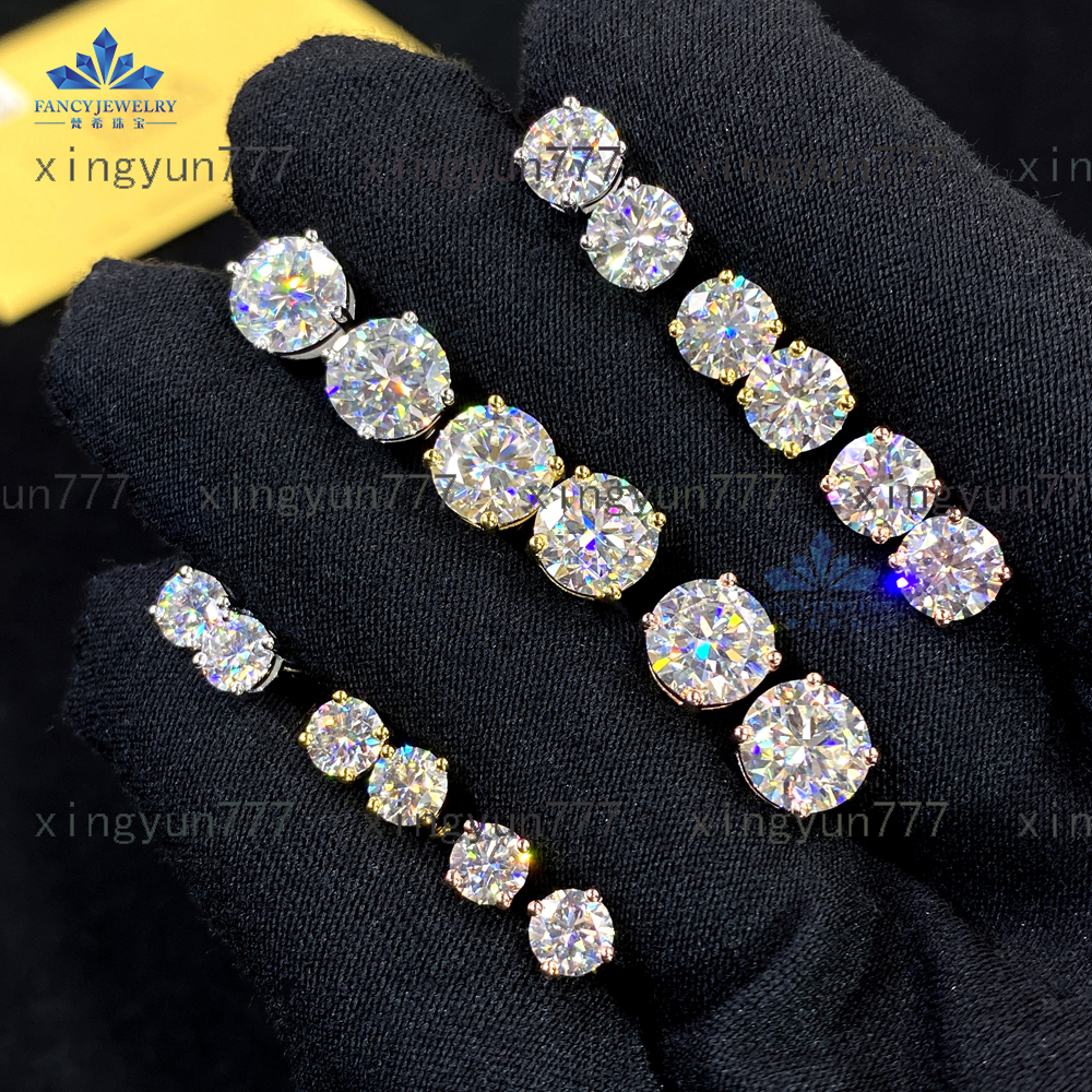 Wholesale 925 Sterling Silver Moissanite Stud Earrings Classic Vintage Design with Diamond Screw Back Ready Ship Certified GRA